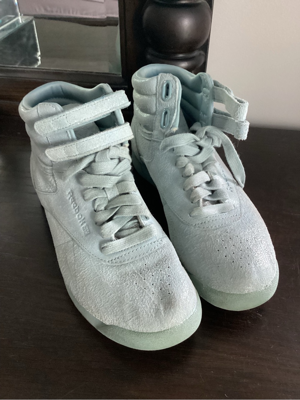 Super Rare Throwback-Vintage Reebok Triple Mint Suede High Top Sneakers